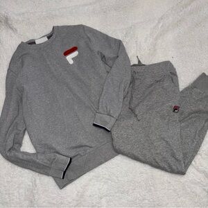 Fila Gray Sweatshirt with Logo and Matching Joggers
